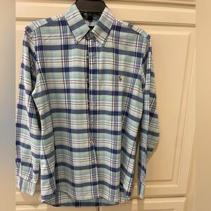 Ralph Lauren Blue and Green Plaid Casual Button Down Shirt